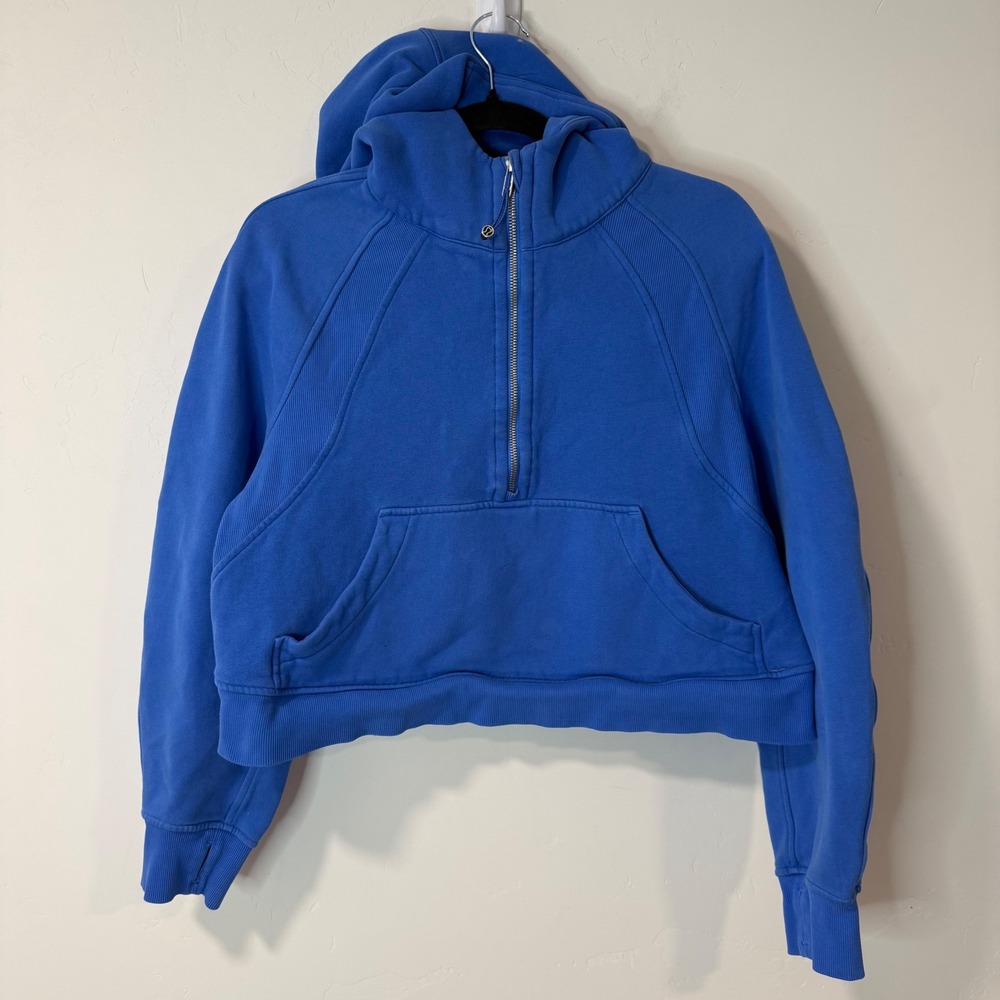 Lululemon Womens Scuba Half Zip Hoodie M/L Blue Oversized Cropped W3DM4S